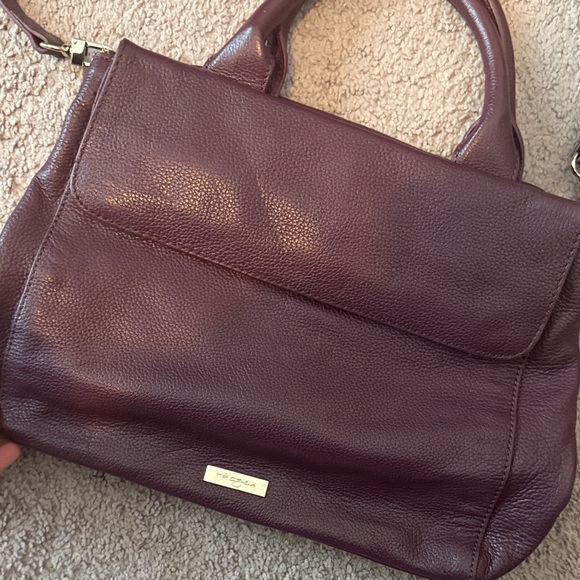Halogen Deep Purple Leather Shoulder Bag - Picture 1 of 5